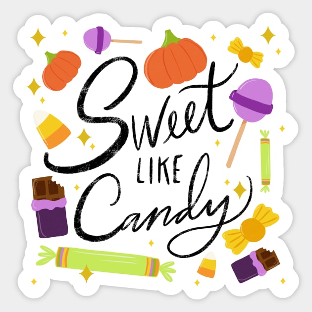 "Sweet Like Candy" - Sweet and Spooky Treats: Assorted Halloween Candies Sticker by Maddyslittlesketchbook